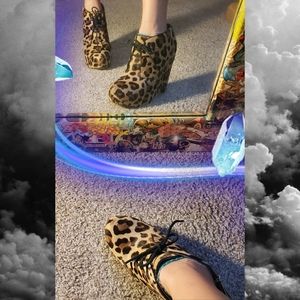 Steve Madden Pony Hair Platform Booties Cheetah